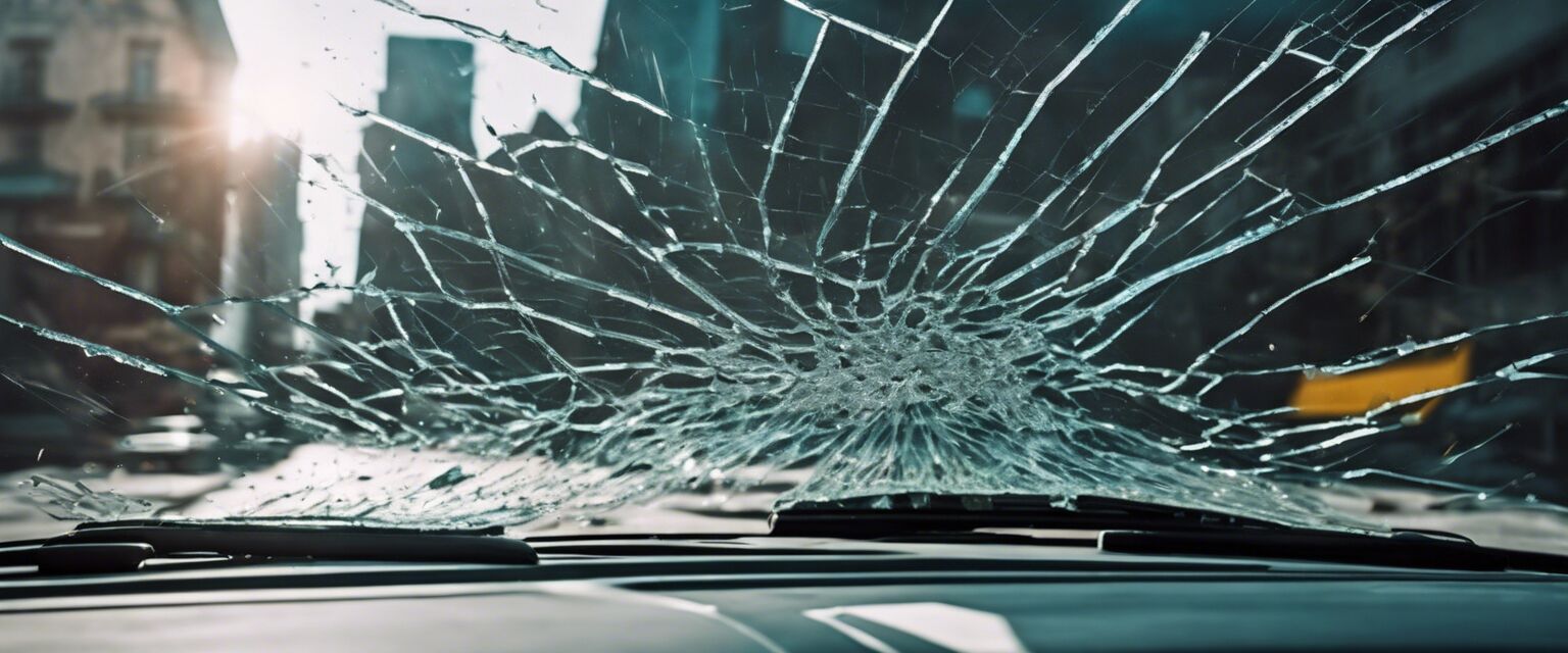 Completely shattered windshield